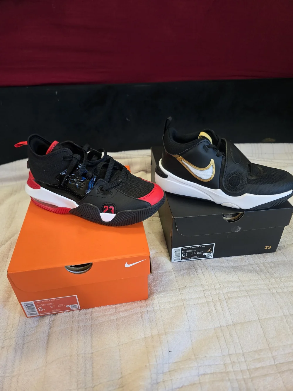 Nike Kids' Black, Red & Gold Basketball Sneakers - Pair